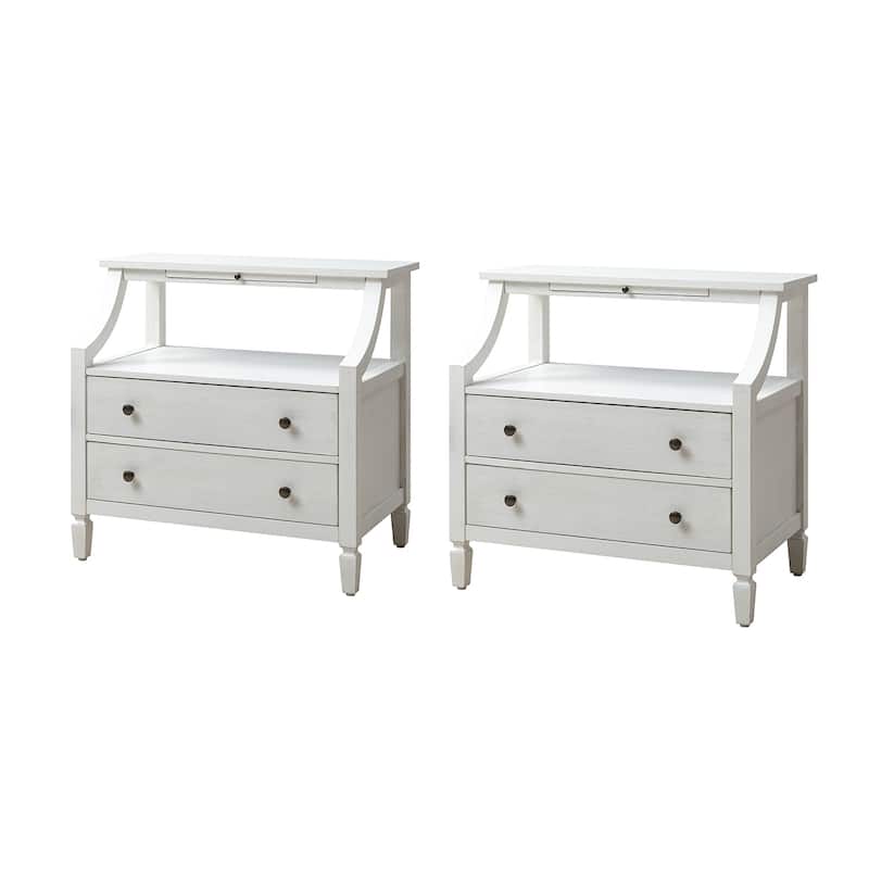 Jennifer 2 - Drawer Nightstand with Built-In Outlets and Pull-out Tray Set of 2 by HULALA HOME