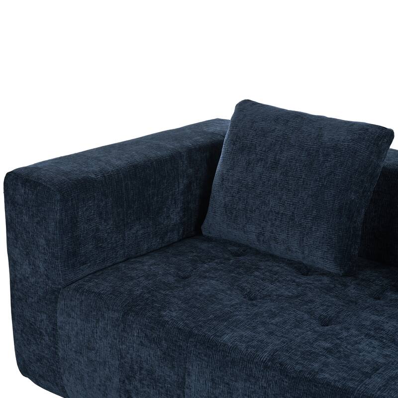 110" Polyester Modular Sectional Sofa (3-Piece) with 4 Pillows and Tufted Seat Design