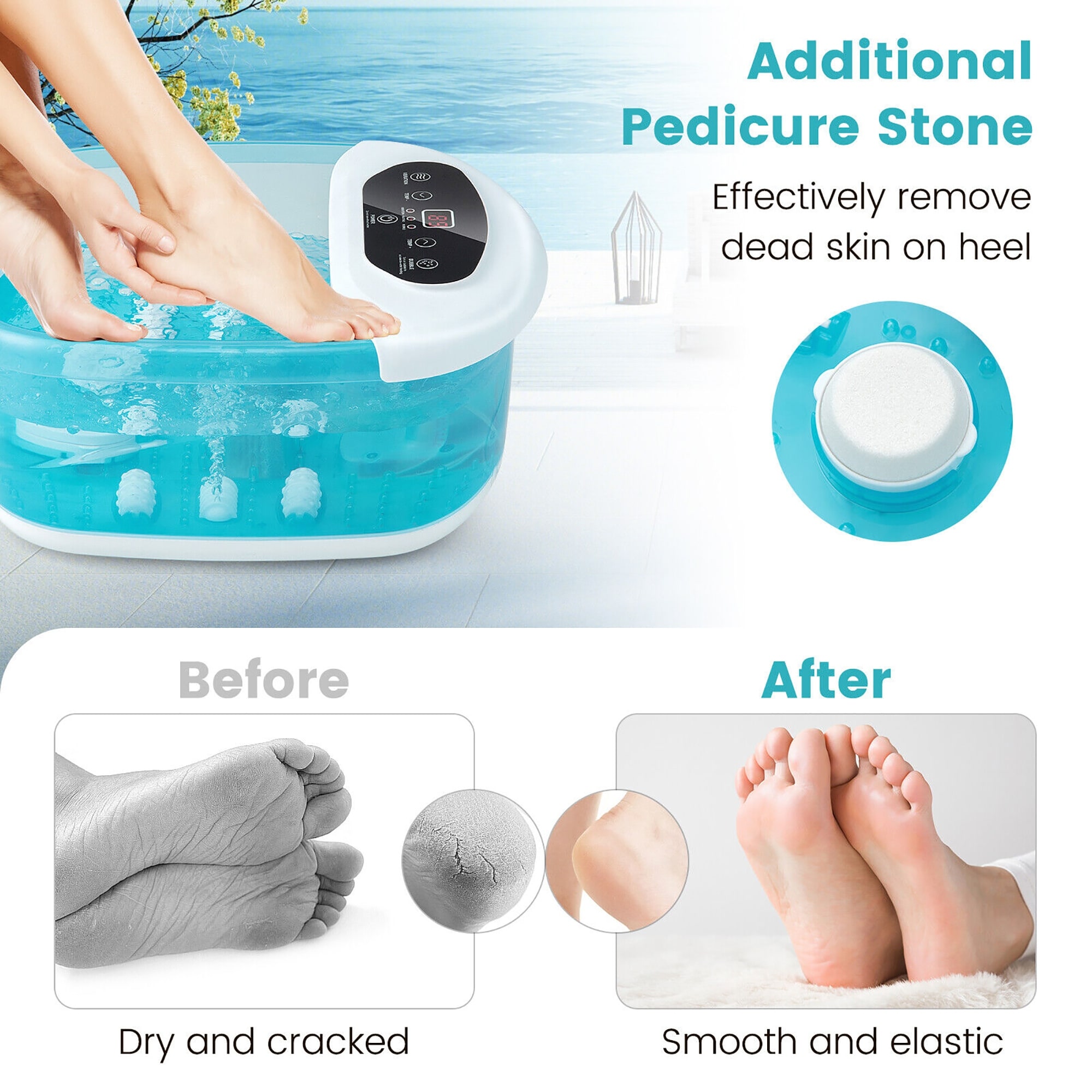 Gymax Foot Spa Massager Foot Bath Soak Tub with Heat Bubble Massage