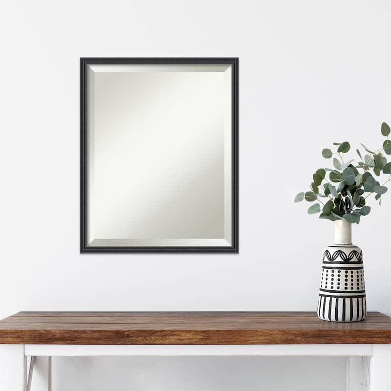 Stylish Black Narrow Beveled Wood Framed Wall Mirror - Stylish Black Narrow