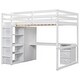 preview thumbnail 6 of 13, White Full Size Solid Wood Loft Bed with Built-in Wardrobe, Desk, Storage Shelves and Drawers
