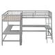 preview thumbnail 5 of 7, Wood Twin Size L-Shaped Loft Bed with Ladder and 2 Built-in L-Shaped Desks