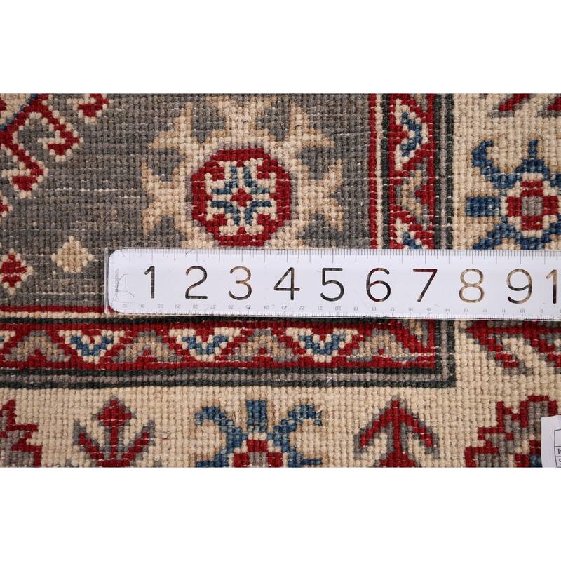 Gray Kazak Runner Rug Hand-Knotted Wool Carpet - 2'8" x 16'3"