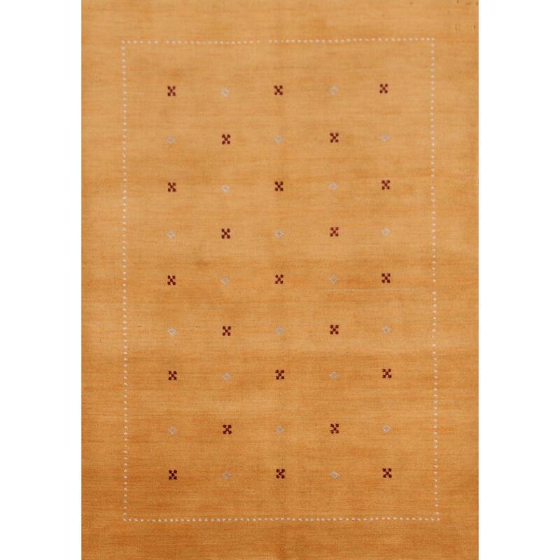 Hand Knotted Oriental 100% Wool Carpet Tribal Tribal Yellow & Gold Gabbeh Area Rug - 6' 3'' X 4' 7''