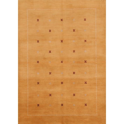 Hand Knotted Oriental 100% Wool Carpet Tribal Tribal Yellow & Gold Gabbeh Area Rug - 6' 3'' X 4' 7''