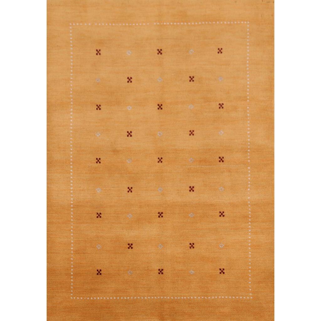 Hand Knotted Oriental 100% Wool Carpet Tribal Tribal Yellow & Gold Gabbeh Area Rug - 6' 3'' X 4' 7''