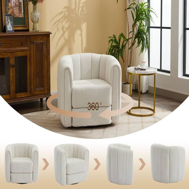 Swivel Accent Barrel Chair, Modern Round Armchairs with Upholstered, Comfy Swivel Accent Chair