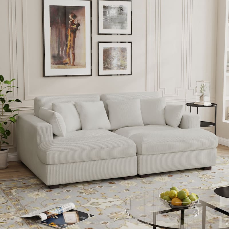 Modern Corduroy Modular Sectional Sofa Chaise Couch Bed