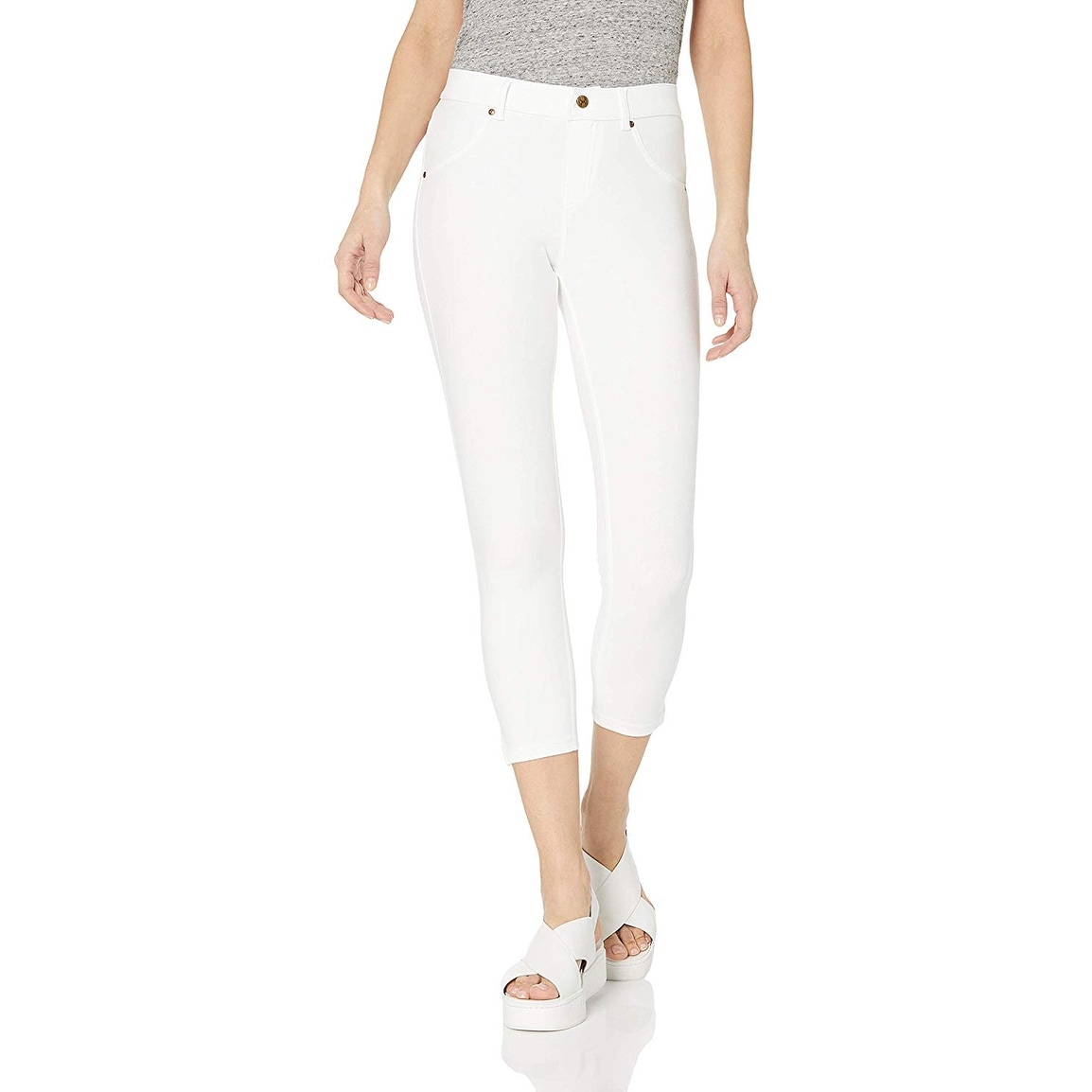 Hue Women S Essential Denim Jean Capri Leggings Ankle Slit White Size X Large Ankle Slit White Overstock 28741835