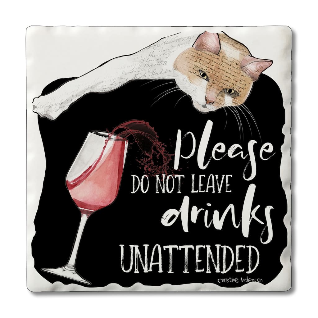 Counterart Absorbent Stone Coasters - Unattended Drinks - Set of 4 - 4x4x266