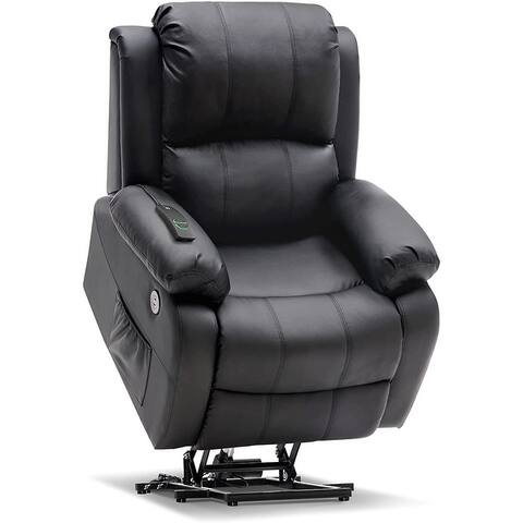 Mcombo Small Sized Power Lift Recliner Chair with Massage and Heat, USB Ports, Faux Leather 7409