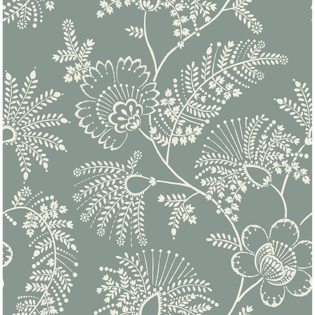 A-Street Prints Maeve Sea Green Jacobean Trail Wallpaper