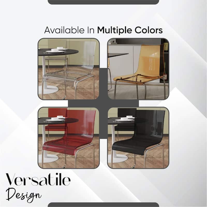Lima Modern Transparent Acrylic in Chrome Steel Frame Dining Chair