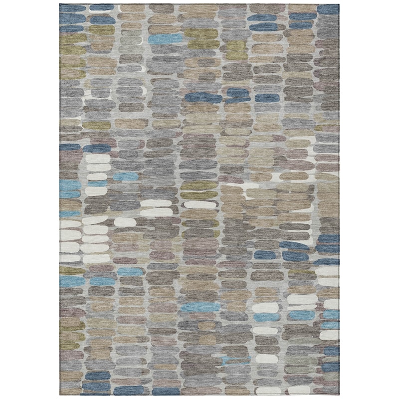 Machine Washable Indoor/ Outdoor Modern Caps Chantille Rug
