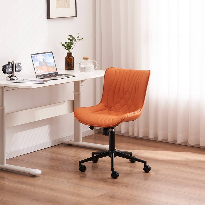 Armless Office Chair Swivel Home Office Desk Chairs with Wheels