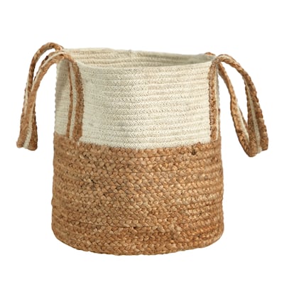 14" Boho Chic Basket Natural Cotton and Jute with Handles - 8'6" x 13'