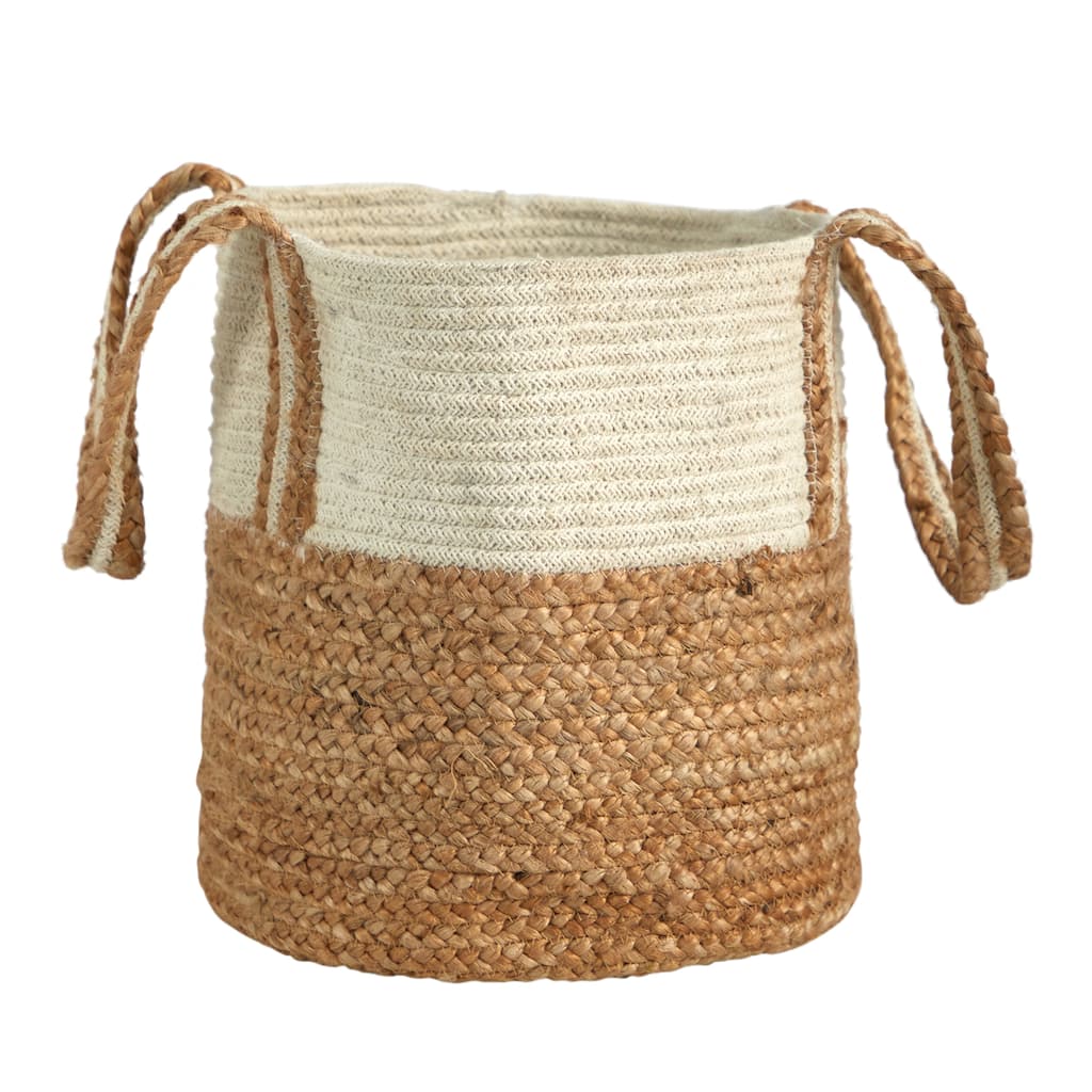 14" Boho Chic Basket Natural Cotton and Jute with Handles - 8'6" x 13'