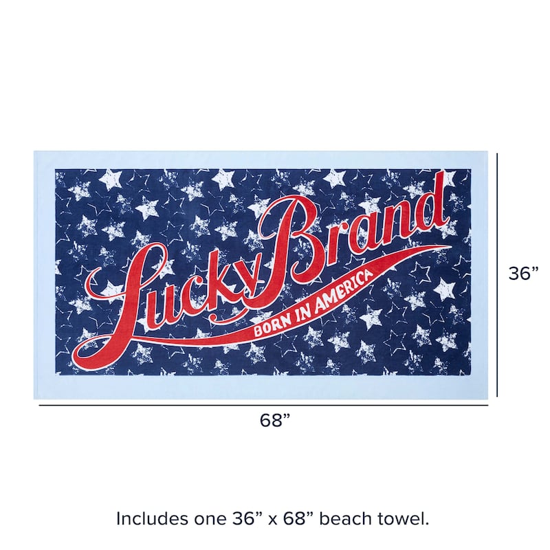 Lucky Brand Navy 36" x 68" 100% Cotton Beach Towel - 36" x 68" - Navy Star Legend
