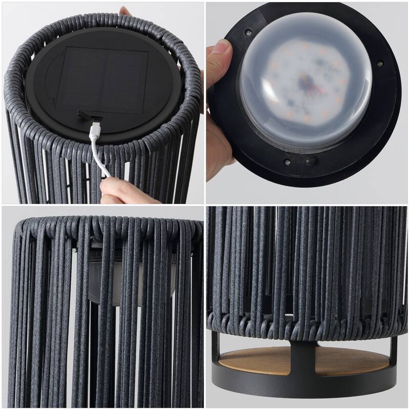 Modern Faux Indoor/Outdoor LED Solar Powered Lantern, By JONATHAN Y