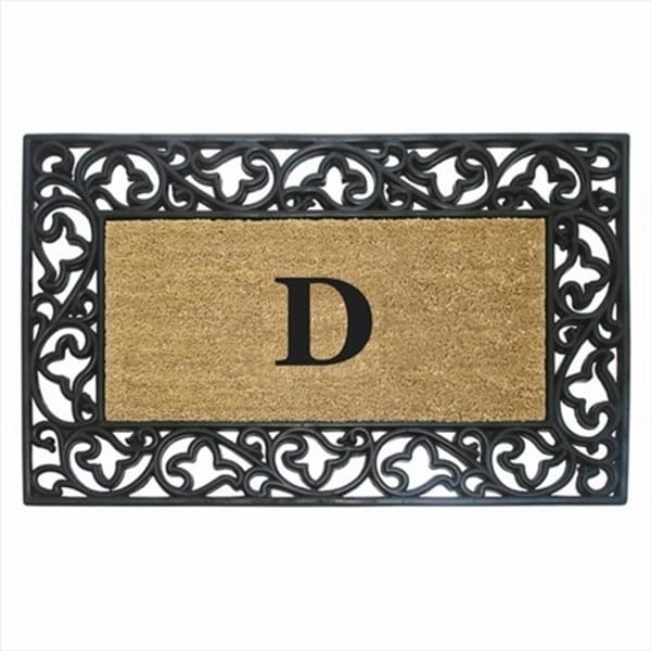 Nedia Home 18020E Acanthus Border 24 x 57 In. Rubber-Coir Doormat Monogrammed with E