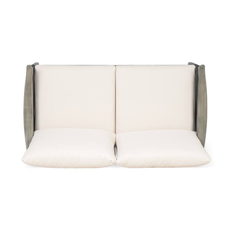 Christopher Knight Home - 2-Piece Patio Conversation Set with Woven Rope Loveseat, Cushions & Acacia Wood Coffee Table