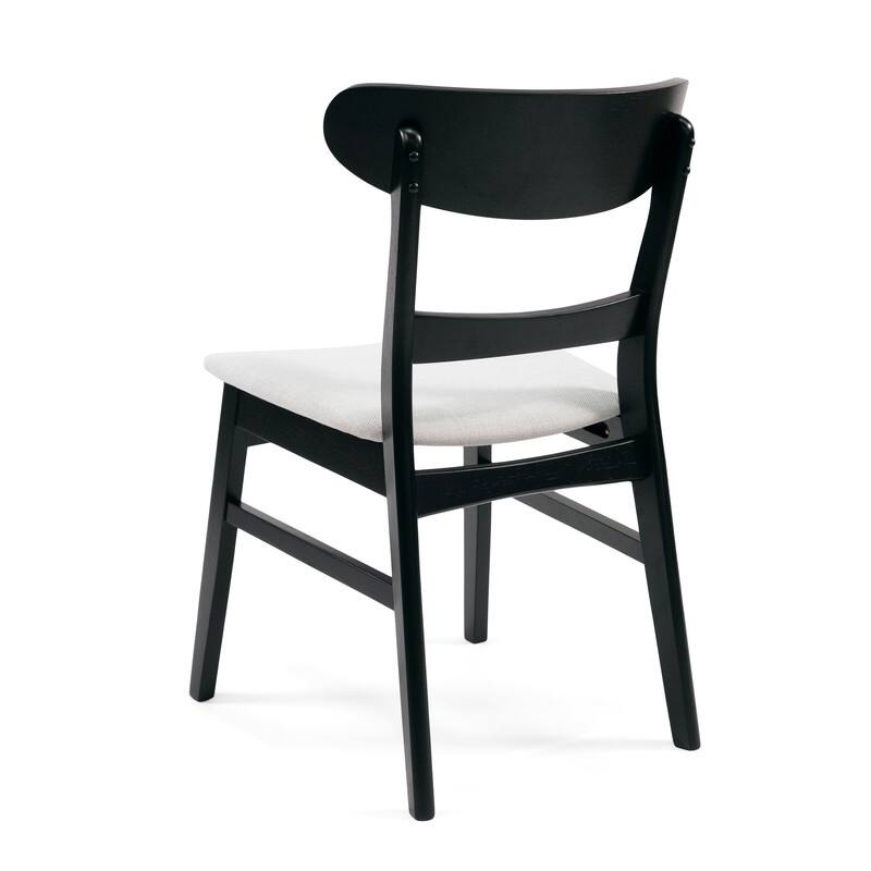 Mid-Century Modern 5-Piece Dining Set - Rubberwood & Upholstered Chairs