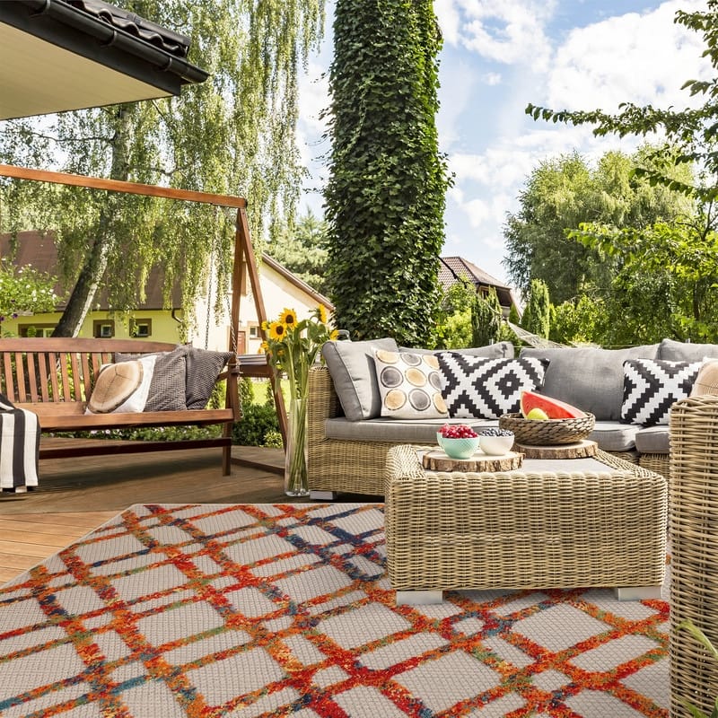 Superior Modern Geometric Abstract Indoor Outdoor Area Rug - 3' x 5' - Cream