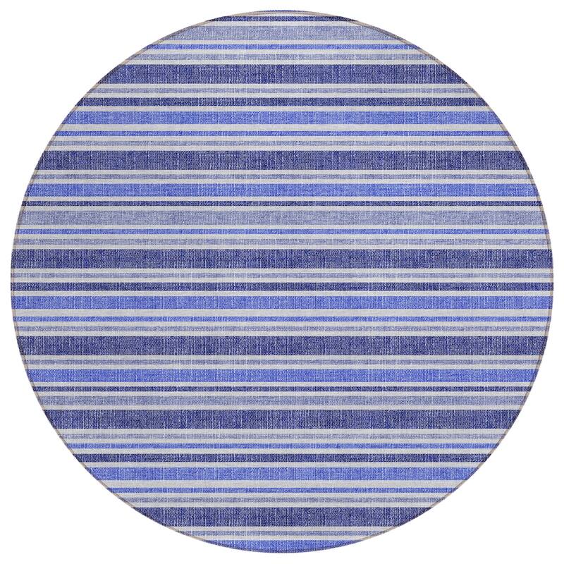 Machine Washable Indoor/ Outdoor Multi Cabana Stripe Chantille Rug