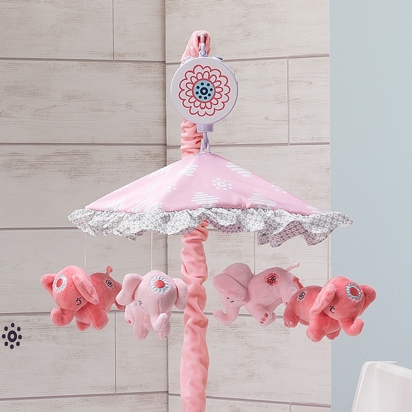 Lambs /& Ivy Boho Elephant Pink//White//Mint Musical Baby Crib Mobile Toy//Soother