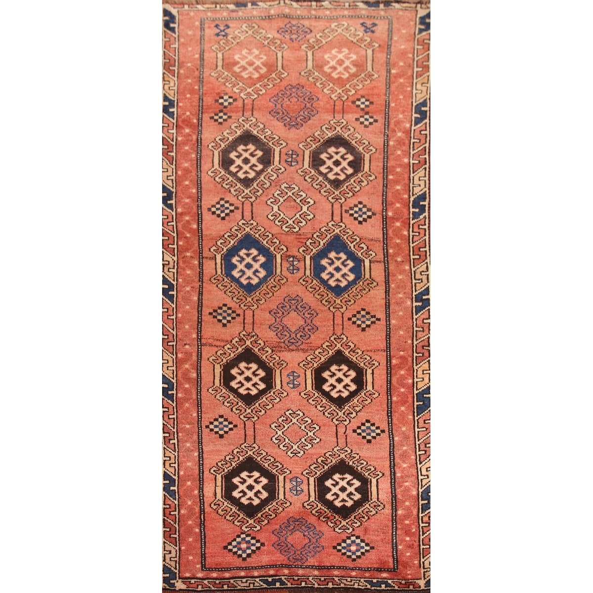 Hand Knotted Oriental 100% Wool Carpet Traditional Geometric Red Qashqai Runner Rug - 8' 9'' X 4' 0''