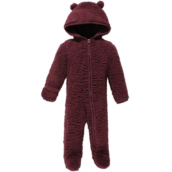 slide 1 of 1, Hudson Baby Faux Shearling Bunting 1pk, Burgundy 0-3 Months - Burgundy
