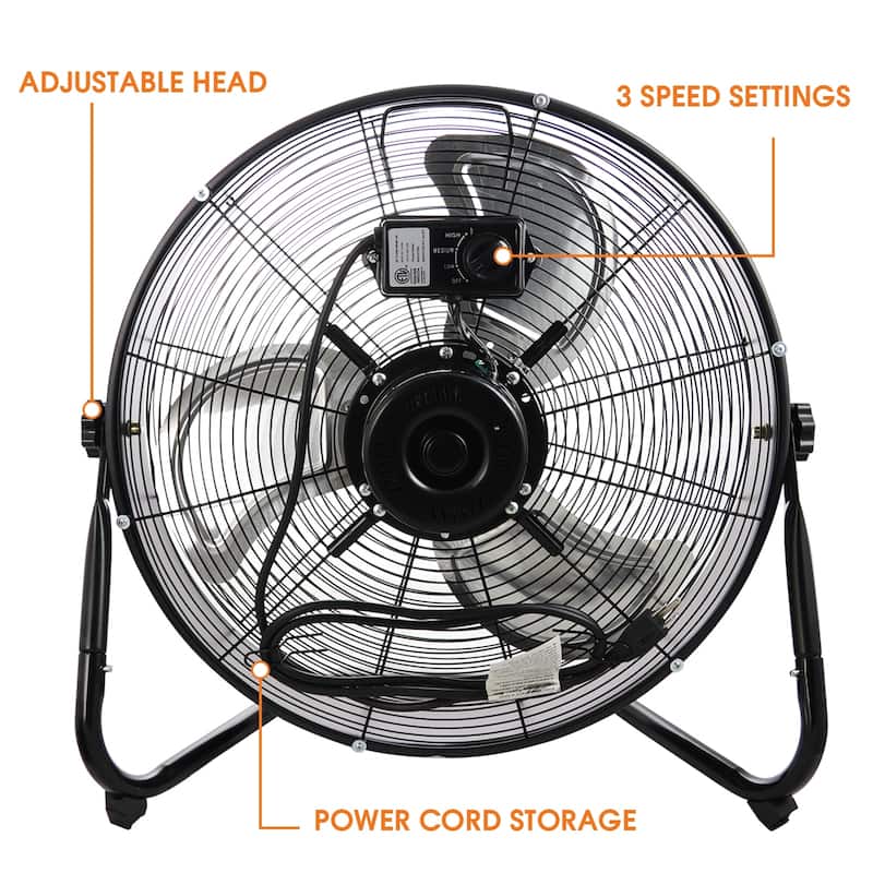 Industrial 3 Speed 20 Inch Floor Drum Fan with 360 Degree Tilt