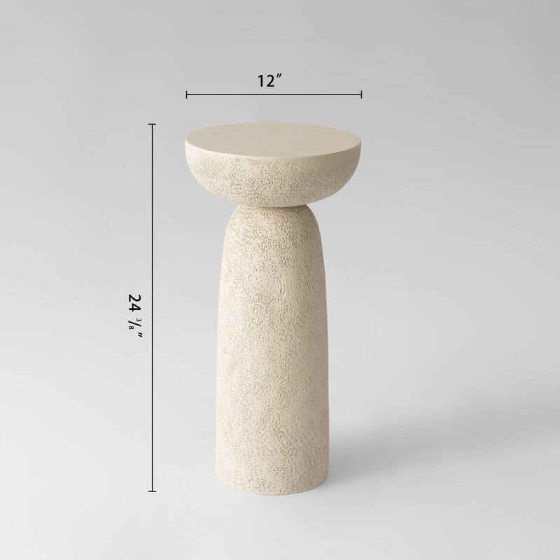 Travertine Stone Finish End Table Accent Side Table