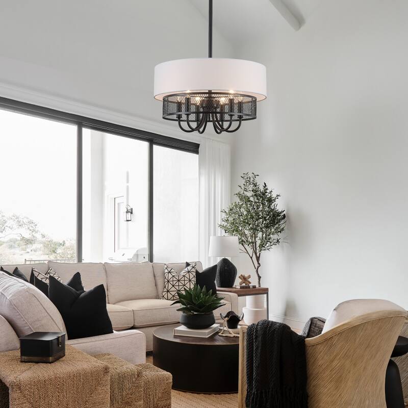6 Lights Farmhouse Elegant Double Shade Chandelier Light Adjustable height Suitable for many different spaces