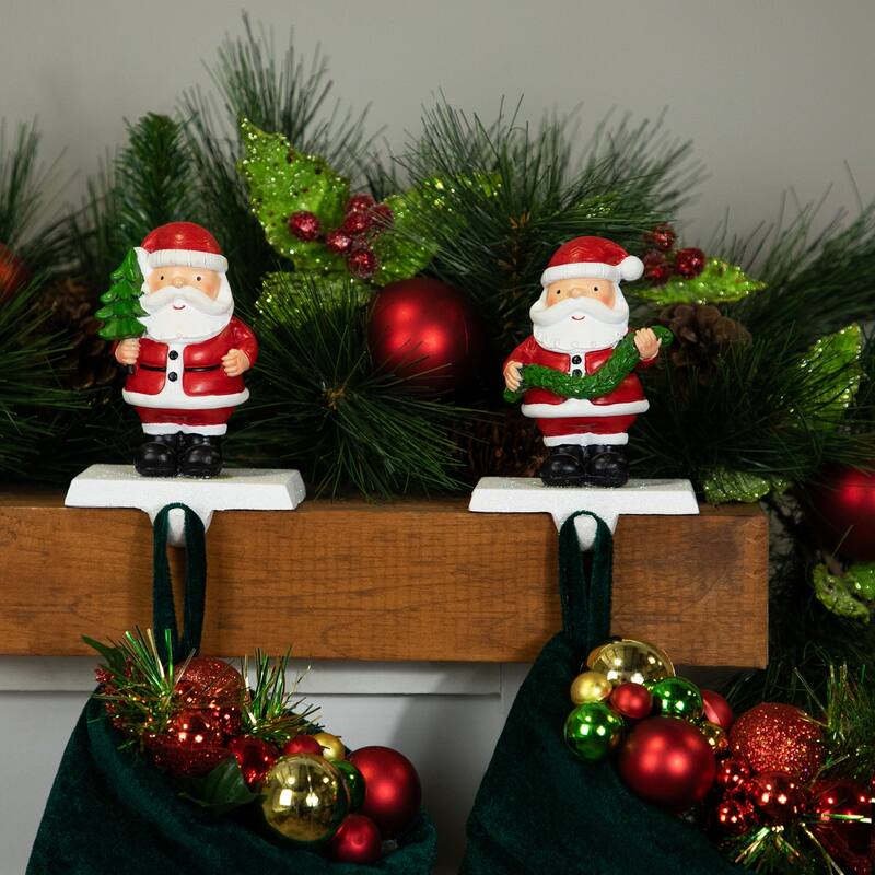 Santa Claus Christmas Stocking Holders - 4.75" - Set of 2