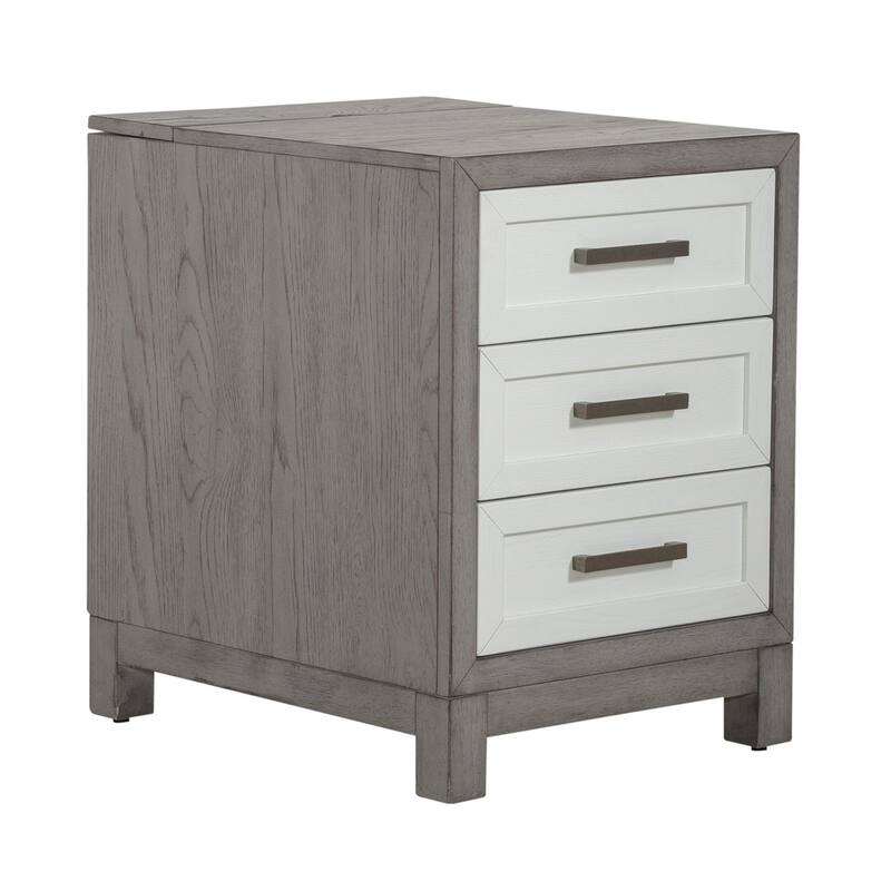 Palmetto Heights Two-Tone Shell White Driftwood 3 Drawer Chairside Table