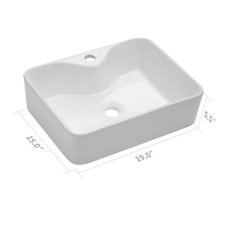 19"x 15"Rectangle Ceramic Bathroom Vessel Sink