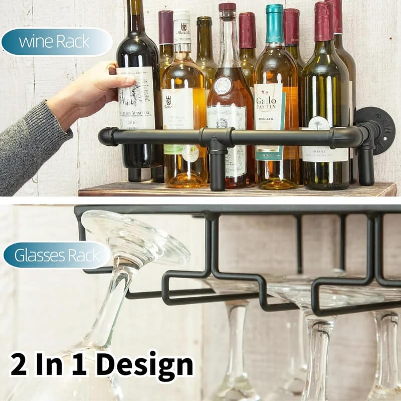 Industrial Wall Mounted Wine Rack - 20.08"x7.87"x7.87"