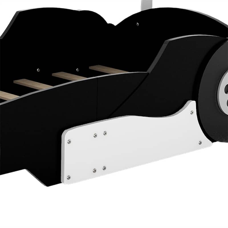 Twin Size Race Car-Shaped Platform Bed with Wheels
