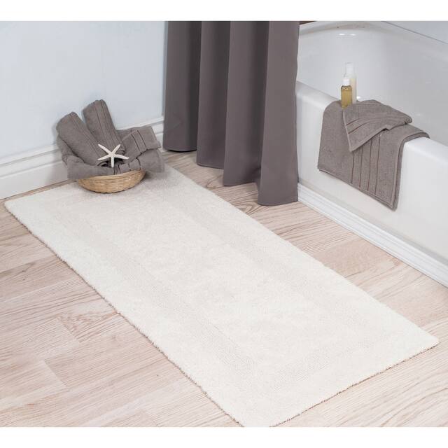 Windsor Home 100-percent Cotton Reversible Bath Mat Runner (24'' x 60'') - Cotton - 24 x 60 - Reversible - Single Piece - Ivory - Machine Wash