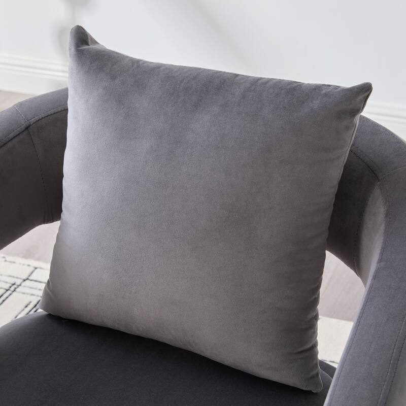 Roomfitters Velvet Accent Chair, Modern Open Back Barrel Armchair with Metal Legs for Living Room, Bedroom or Dining Room