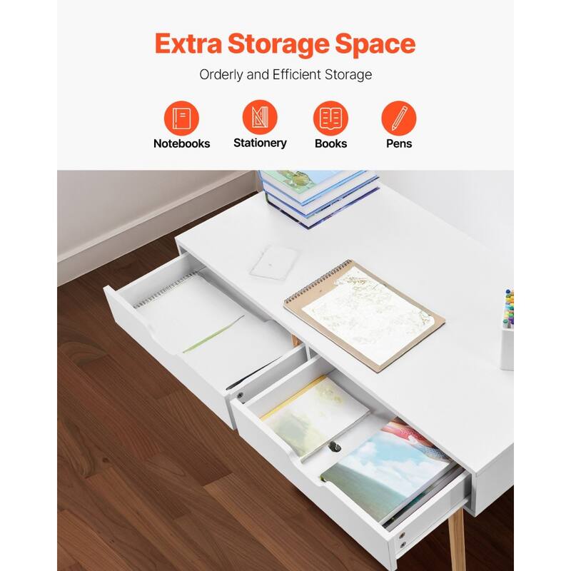 Kids Desk with Drawers for Bedroom, Wooden Study Table for Writing - 38.98 x 20.08 x 30.12 in