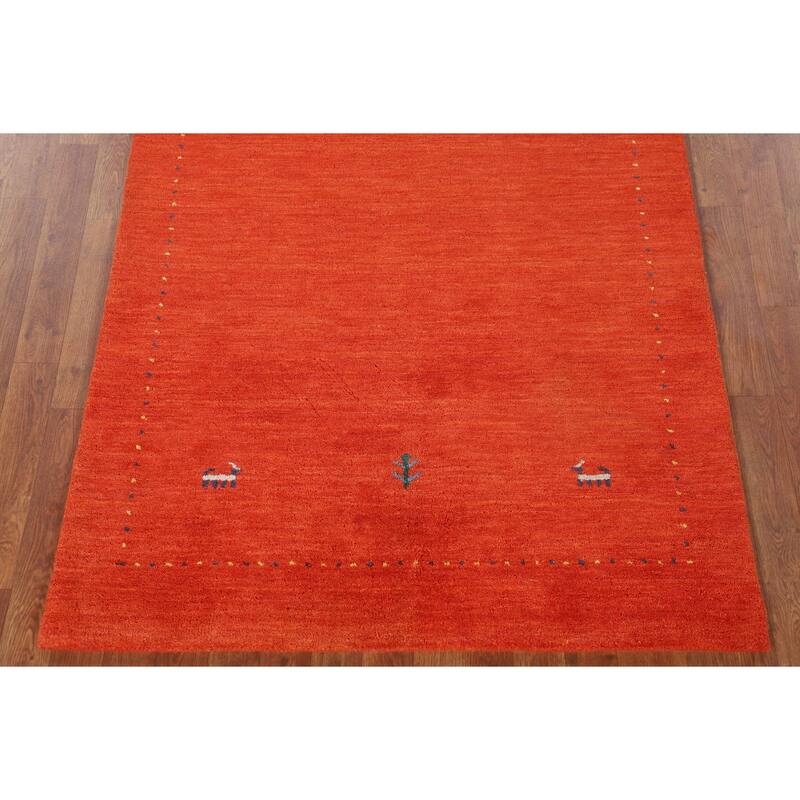Salmon Tribal Gabbeh Oriental Area Rug Handmade Wool Carpet - 3'10"x 5'10"