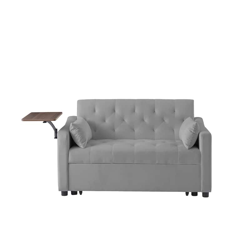 Loveseat Sofa with Tufted Back, Convertible Sleeper Sofa Bed with Pull-Out Bed, Upholstered Sofa Bed for Living Room