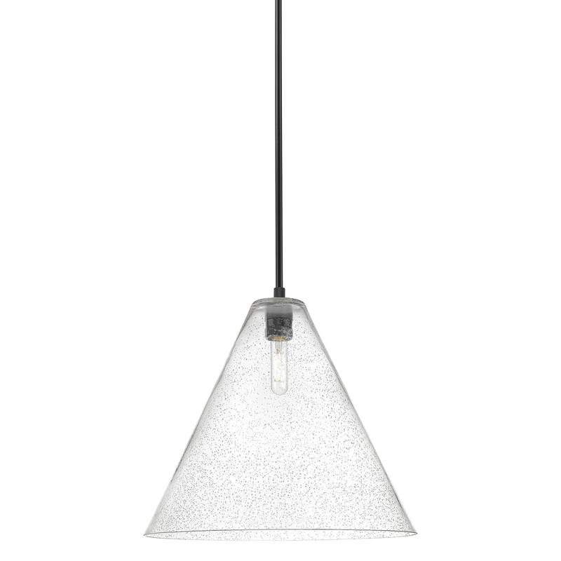 Innovations Lighting 434-1S-15-16 Crown Point Pendant Cone Crown Point - Matte Black / Seedy