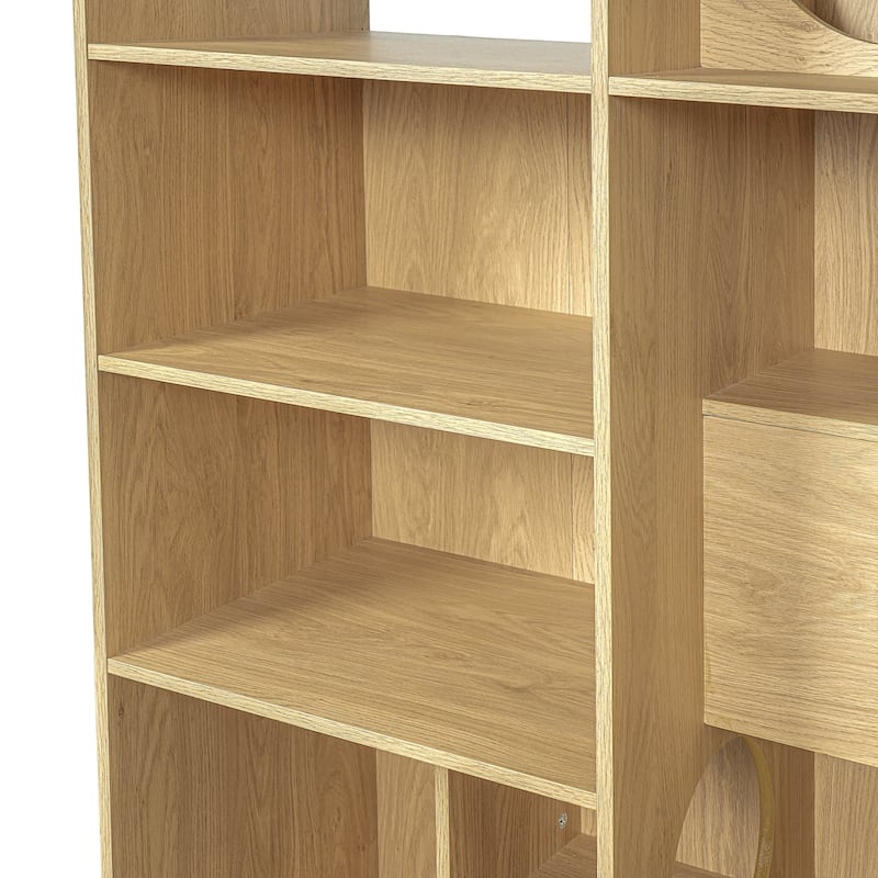 Modern 2-in-1 Cat Tree & Bookshelf - Wood Cat House with Litter Box Enclosure, Display Case & Storage