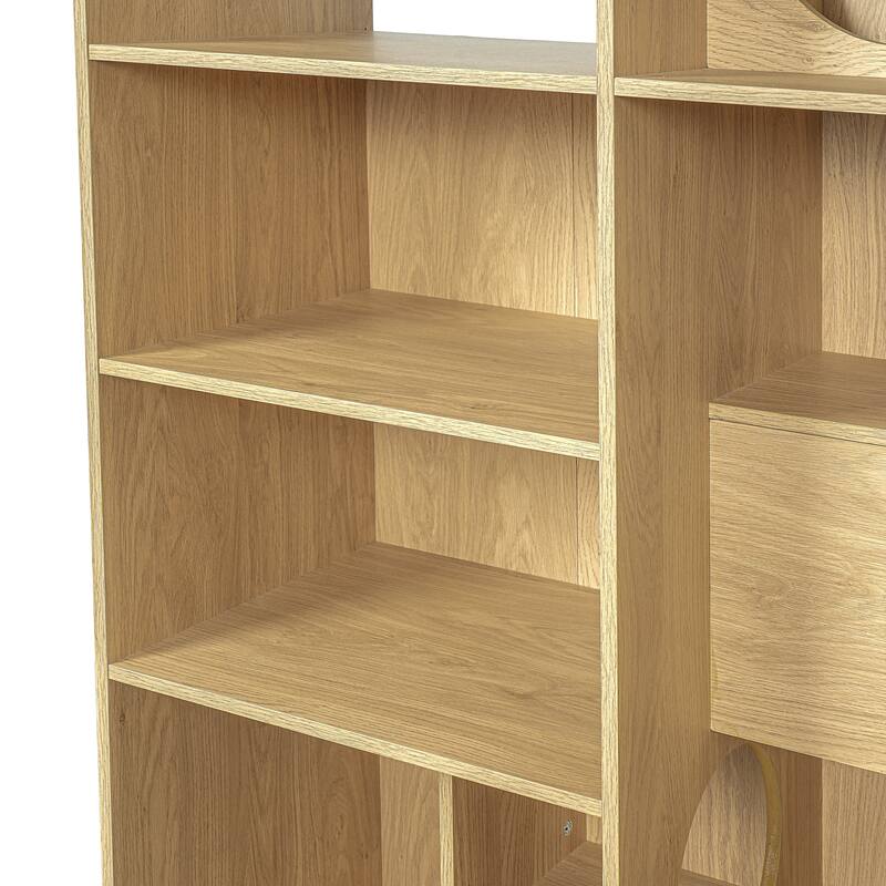 Roomfitters Modern 2 in 1 Wood Bookshelf Cat House, Cat Tree Display Storage Shelf with Litter Box Enclosure