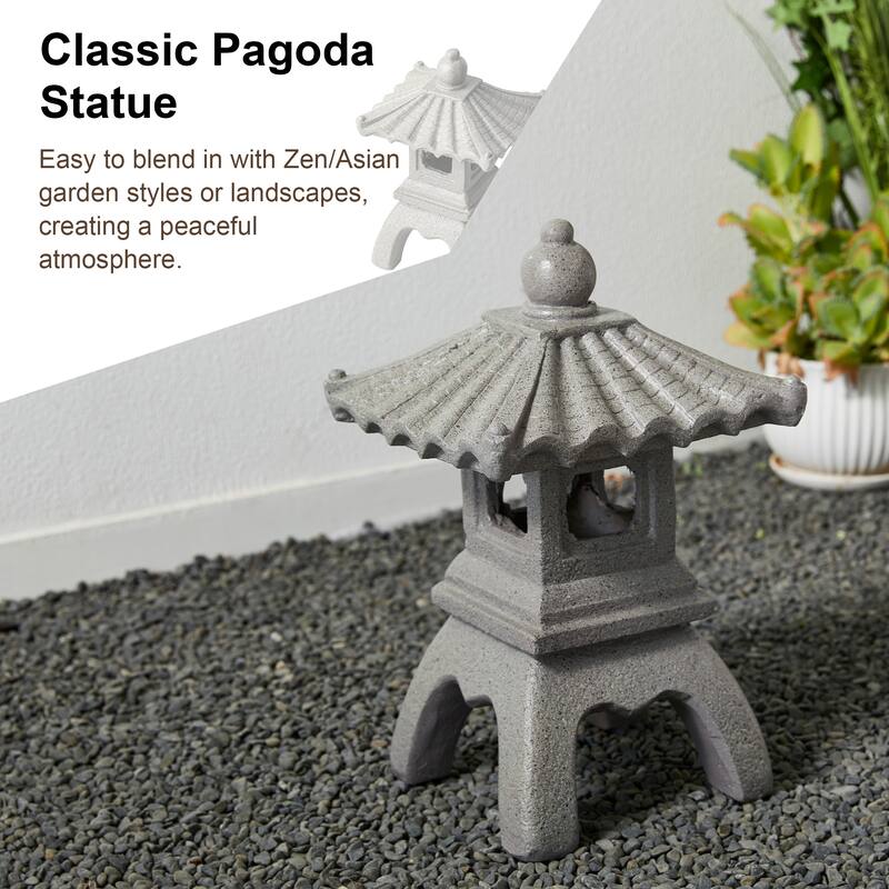 Glitzhome MGO Faux Concrete Pagoda Garden Statue Indoor and Outdoor Decoration
