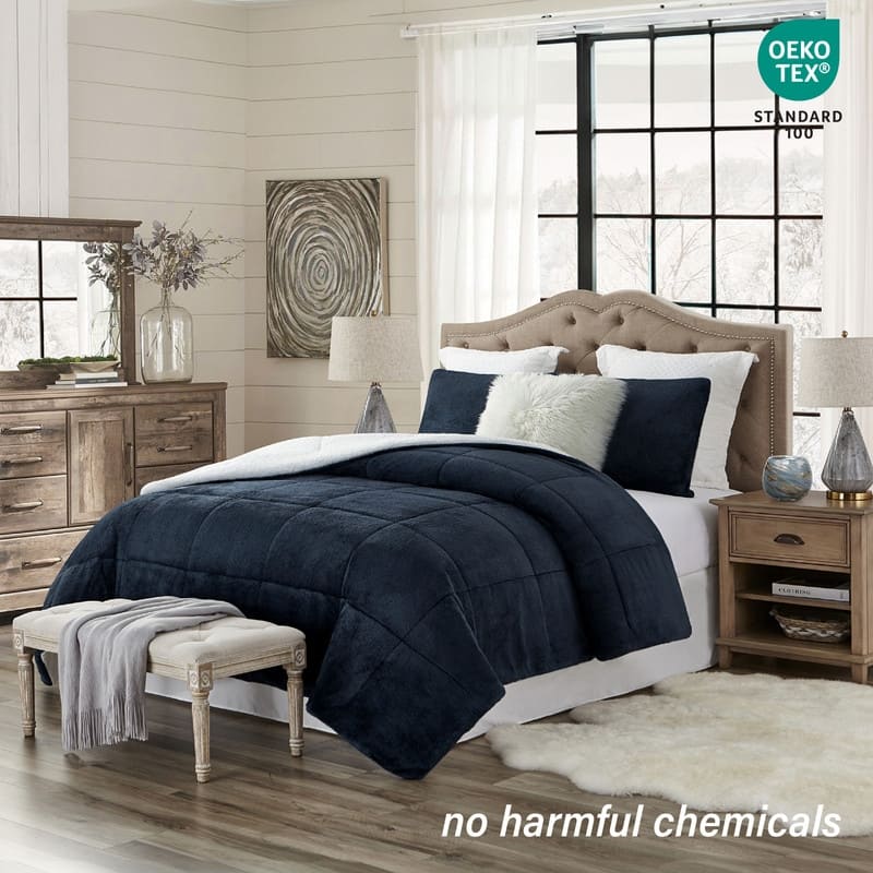 Swift Home Luxurious Reversible High Pile Plush and Sherpa Comforter Set