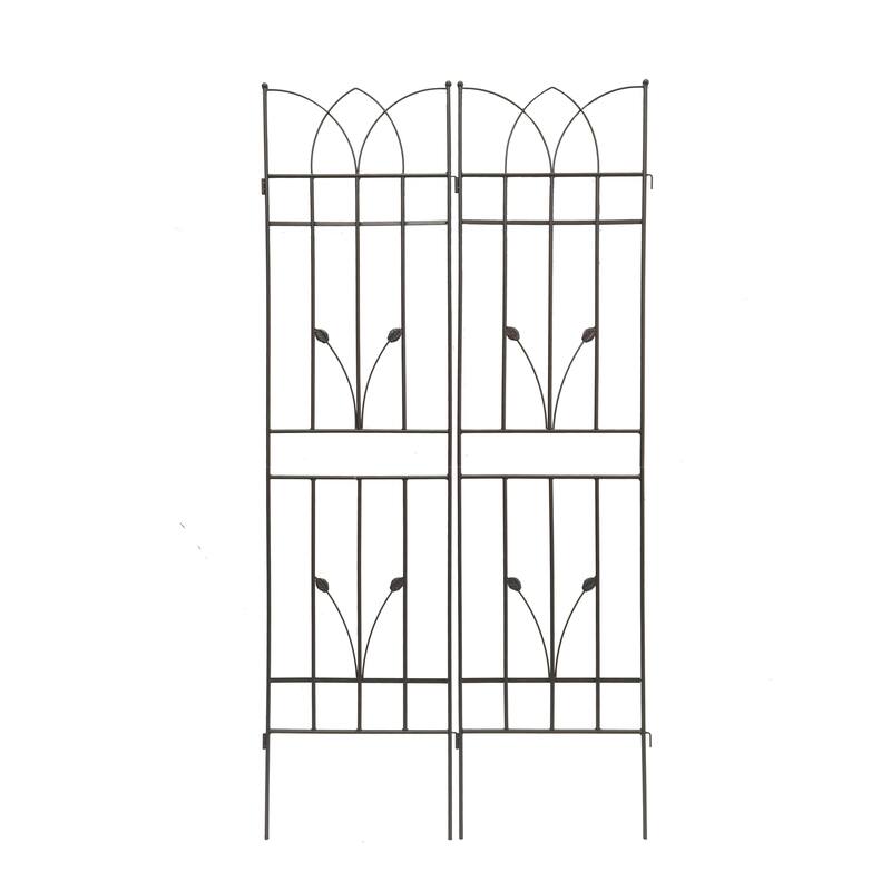 Anmytek 2 Pack Metal Garden Trellis 71" x 17.7" Rustproof Trellis for Climbing Plants Outdoor Flower Support Brown